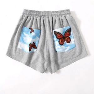 Shein Gray Butterfly Print Lounge Shorts Basic Shorts